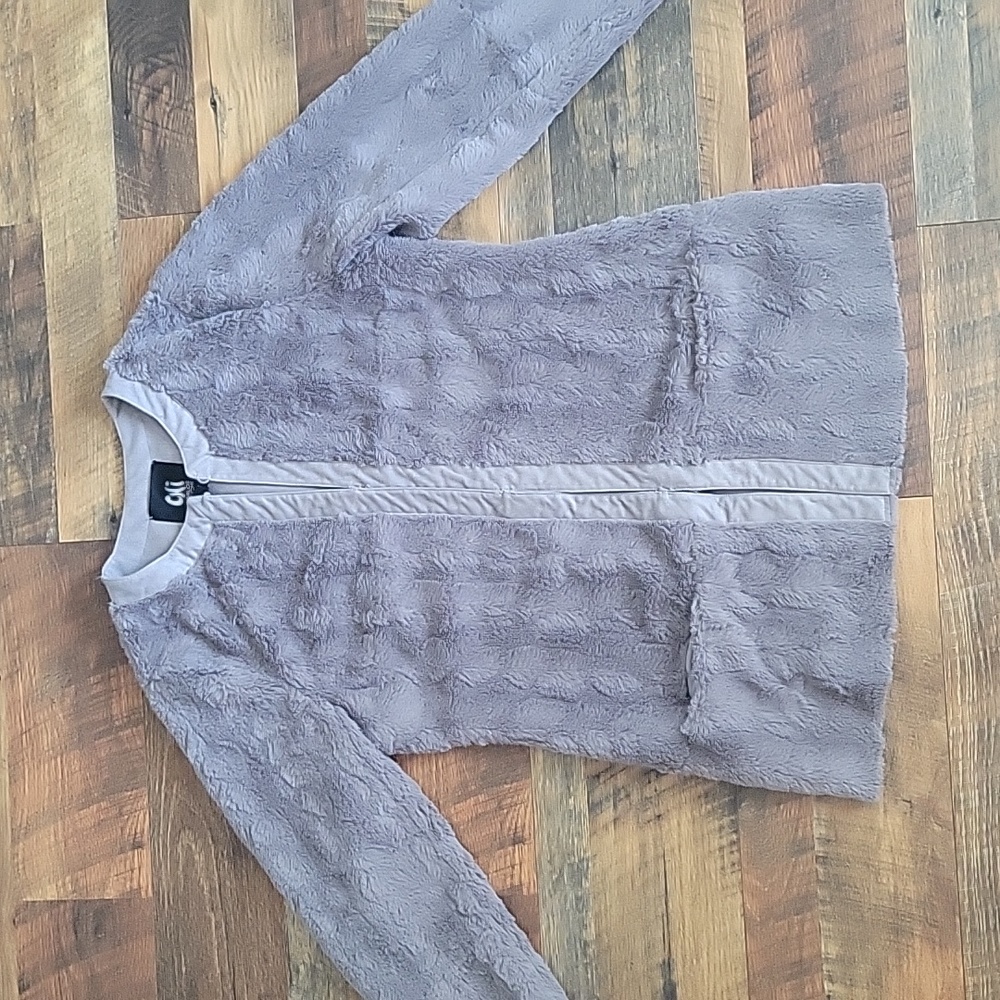 Vintage Carlos Falchi Grey Faux Fur Coat size S